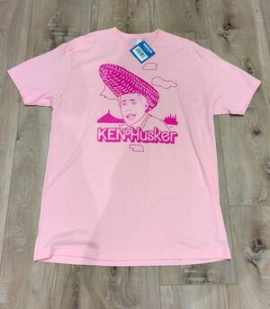 RAYGUN Ken Husker T Shirt Men's XL Pink Nebraska Barbie Parody NWT